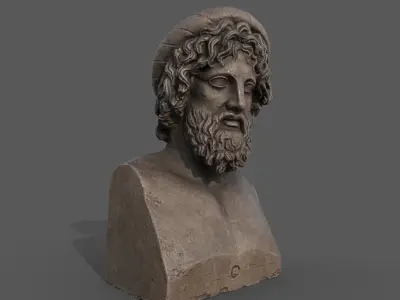 Bust of Asclepius Low-poly 3D model