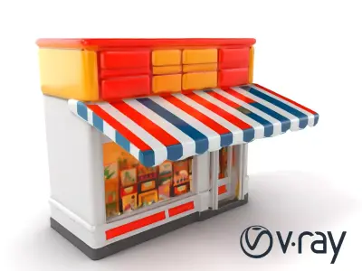 Cartoon Shop Facade Model Pack Low-poly 3D model