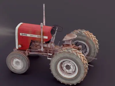 Massey Tractor Low-poly 3D model