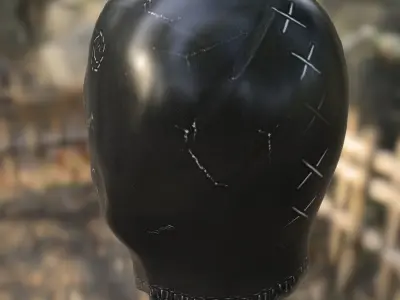 Stitched Leather Hood Mask balaclava 3D model