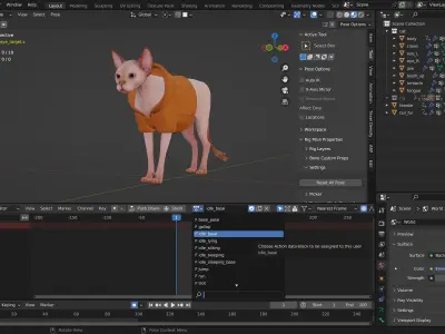 Sphynx Cat  Low-poly 3D model