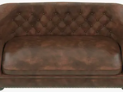 Restoration Hardware Churchill Leather Sofa with Nailheads 3D model