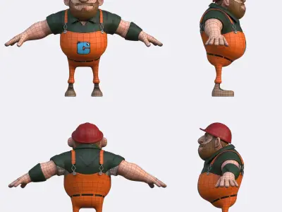 7 Cute Cartoon Characters Expertly Crafted 3D Models Collection Low-poly 3D model