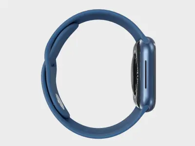 Apple Watch 7 - Silver Stainless Steel Case Blue Sport Band Low-poly 3D model