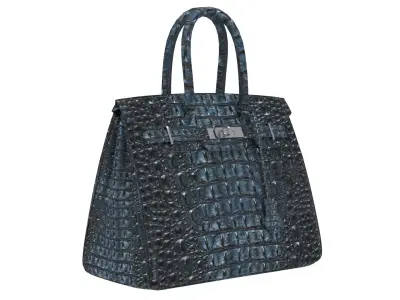 Hermes Crocodile Leather Bag Bleu Marine Navy Handbag 3D Model Low-poly 3D model