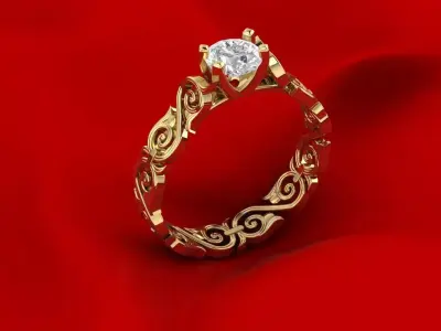 Leaf ornament diamond ring 3D print model