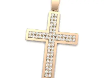 G0508 rose gold diamond cross pendant 3D print model