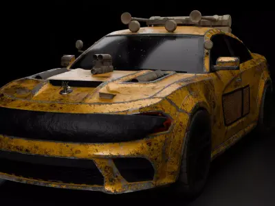 Post Apocalyptic Modified Mustang  High-Detail 3D Model Low-poly 3D model