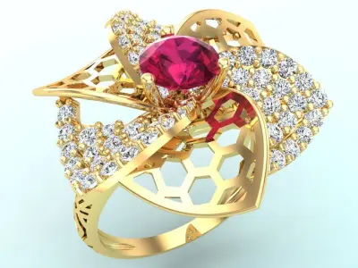  Mesh flower ring - Italian rings - Womens Rings - N6577 3D print model