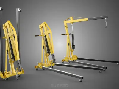 FOLDABLE COLLAPSIBLE FOLDING HYDRAULIC ENGINE CRANE HOIST LIFTER 3D model