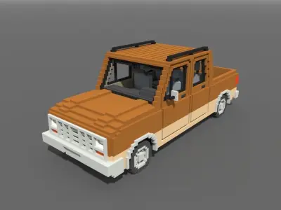 Voxel Long Pickup Low-poly 3D model