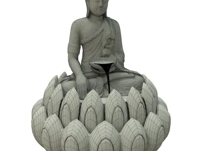 Buddha Lotus Fountain 3D model