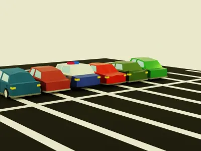 Low Poly Cars group Low-poly 3D model