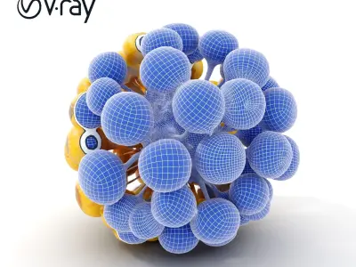 Yellow Pom Pom Flower Model Pack Low-poly 3D model