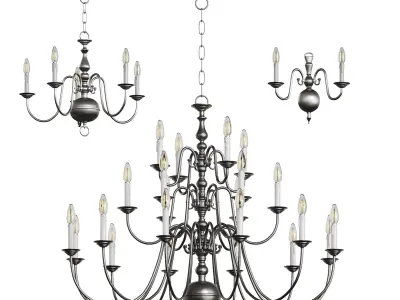 Chandelier Williamsburgh Set Collection 3D model