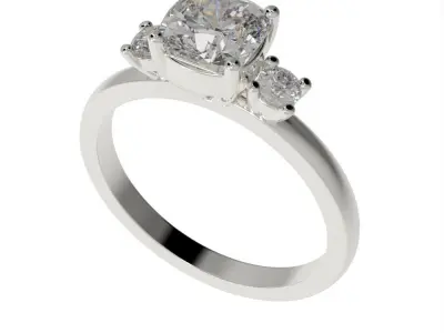 Cushion engagement ring 3D print model