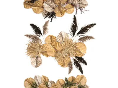 Wall panel made of dry palm leaves 222 3D model