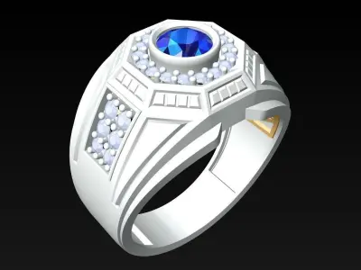 Diamond Rings - Mens Ring - N6196 3D print model