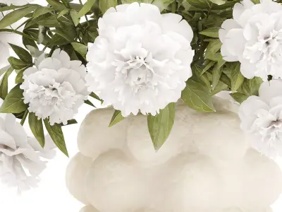 Beautiful lush formal bouquet white flowers peony vase decor 3D model
