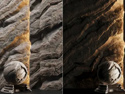 H106 Rock Cliff - PBR - 4K - Seamless - SBSAR 3D model