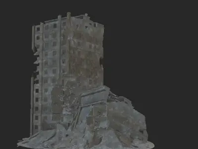 destroyed building  Low-poly 3D model