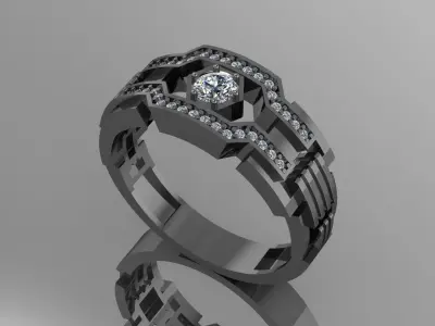 Man ring diamond modern 3D print model