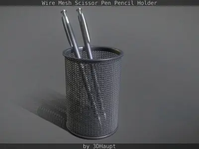 Wire Mesh Scissor Pen Pencil Holder 3D model