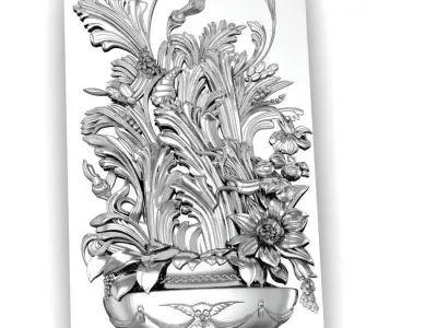 panel bouquet of flowers      3D model