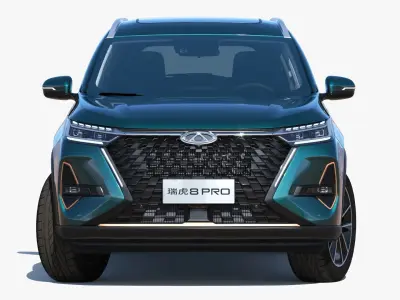 Chery Tiggo 8 PRO AWD 2023 with interior  Low-poly 3D model
