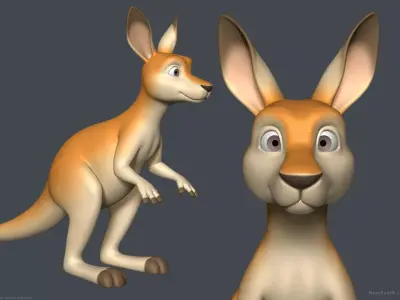 Stylized Cartoon Kangaroo 3D model
