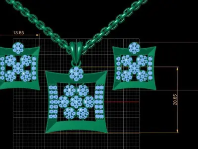 LUXURY DIMOND EARRINGS And PENDANT 3D PRINTABLE MODEL 3D print model