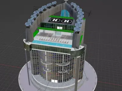 Futuristic building concept 3D model purchase