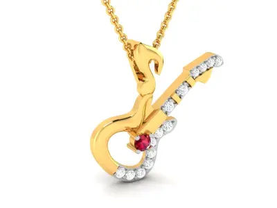 Solitaire Guitar Pendants 3dm STL OBJ FBX Render Details 3D print model