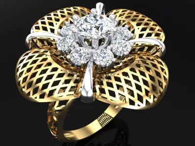  Mesh flower ring - Italian rings - Womens Rings - N6811 3D print model