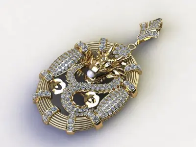 Dragon Pendant with round diamond new release 2021  3D model