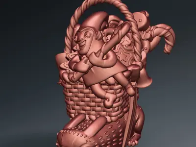 3D printed Funny Christmas elf with bunny and gifts 3D print model