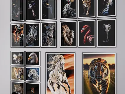 Set of large Animals Pictures 3D model