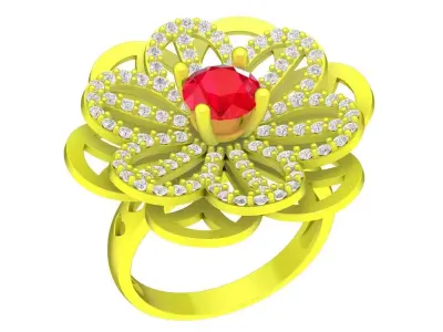 Luxury Floral Cluster Diamond Ring 3D Model 4469 3D print model