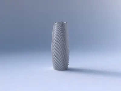 Vase hexagon with wavy extruded lines 2 3D print model