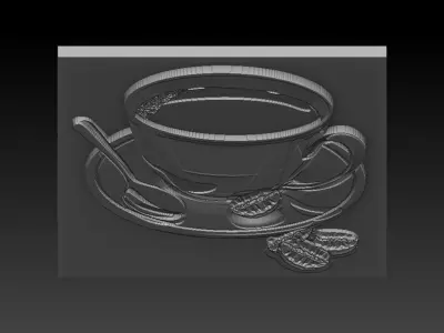 Coffee cup and saucer 3D print model