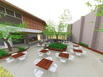 chofeeshop and library outdoor 3D print model