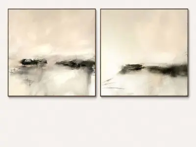 Plaster two square photo frames 61 Low-poly 3D model