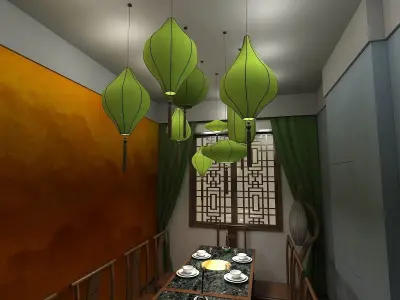 Chinese interior room design 3D model