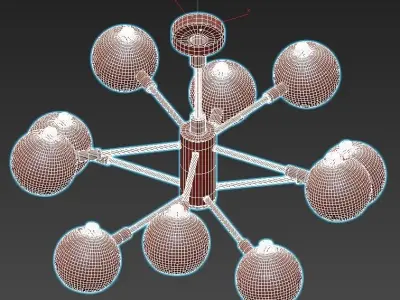 svenn gold chandelier with six lights 3D model