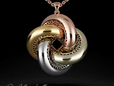 Double infinity gold pendant 3D print model