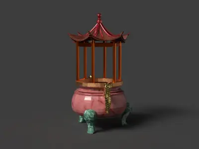 Chinese incense burner   Low-poly 3D model
