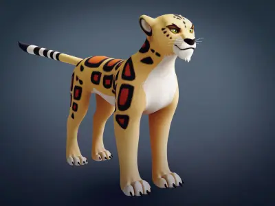 Cartoon Leopard Rigged - Makucha Low-poly 3D model