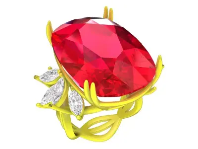 7373 big stone luxury korean style diamond engagment women ring  3D print model