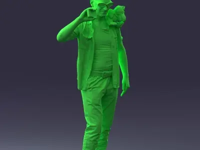 000304 Detective with Parrot 1101 3dp 3D print model