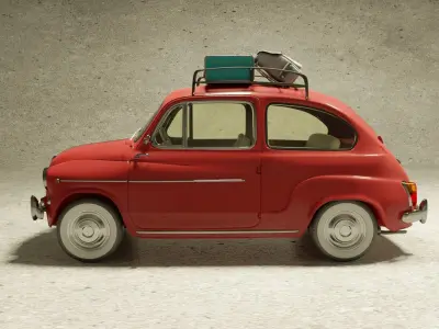 FIAT 600 Classic 3D model with basic interior detail 3D model